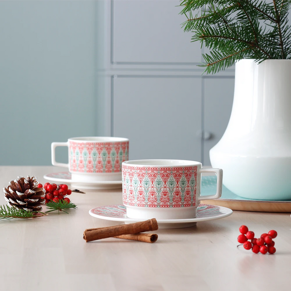 2-pack - Saucer 17cm Sirkus red-green